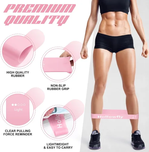 Miniatura 2 de Hollowfly 12 bandas de ejercicio de látex para entrenamiento de glúteos, bandas de ejercicio elásticas antideslizantes para piernas, sentadillas
