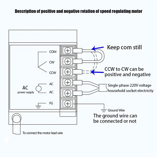 Miniatura 6 de Motor de alto par de CA, motor eléctrico monofásico reversible de 110 V 60 W con controlador ajustable de velocidad variable motor con engranaje