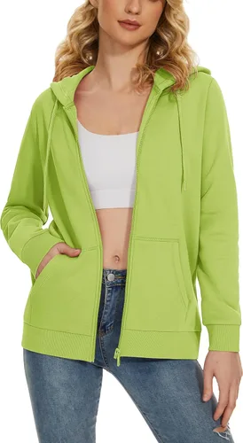 Miniatura 10 de TACVASEN Sudaderas con capucha y cremallera para mujer, ligera, de rizo francés, con cremallera completa y bolsillos