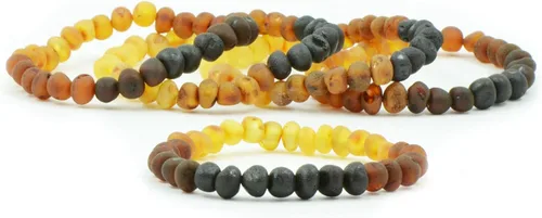 Miniatura 15 de Pulseras de ámbar crudo para adultos hechas con banda elástica, 7 pulgadas, hechas a mano con cuentas de ámbar báltico sin pulir/certificado