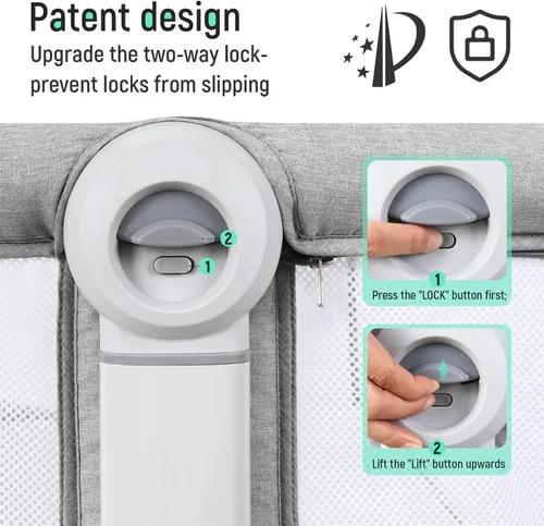 Miniatura 6 de Cowiewie - Cuna para bebé junto a la cama con cesta de almacenamiento, ruedas y juguetes colgantes, cuna portátil plegable fácil con ruedas, cunas