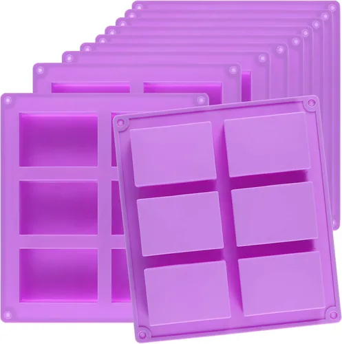 KINJOEK 9 paquetes de 54 moldes rectangulares de silicona para jabón, moldes de silicona morada para hacer jabón a granel, moldes para hornear Morado