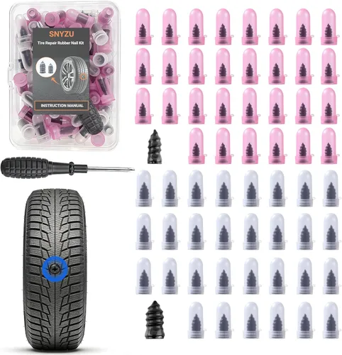Kit de clavos de goma para reparación de neumáticos, tapones de neumáticos atornillados en espiral prémium con 2 tamaños, herramienta de reparación