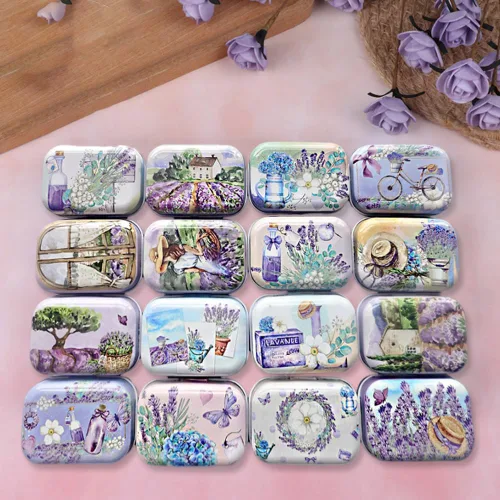 Miniatura 13 de 8 piezas de mini flores de estaño organizador de joyas caja de almacenamiento cajas decorativas pequeñas latas de metal floral con tapas