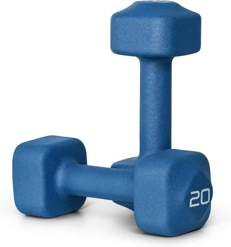 Tone Fitness Pares de Mancuernas de Pesas de Neopreno con Cabeza Cuadrada Antirrodamiento | Múltiples Opciones Azul