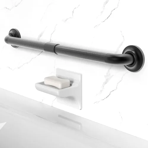 Miniatura 11 de Barra de seguridad de baño de acero inoxidable de 1-1/4 x 24 pulgadas, compatible con la ADA, capacidad de carga de 500 libras, níquel cepillado