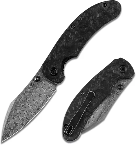 KANSEPT Nesstreet K1039D1 - Cuchillos plegables de bolsillo para hombre, cuchillo plegable de bolsillo de material de Damasco para hombre, EDC de