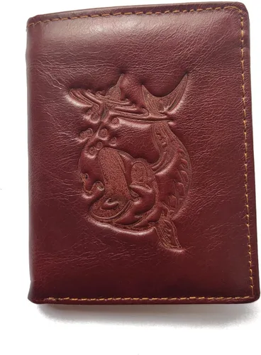Miniatura 129 de Hombres Cool Eagle Wolf Caballo Totem Cuero Vaca Vertical Cartera Cremallera Multi-tarjeta Titular, Tótem de caballo, Minimalista