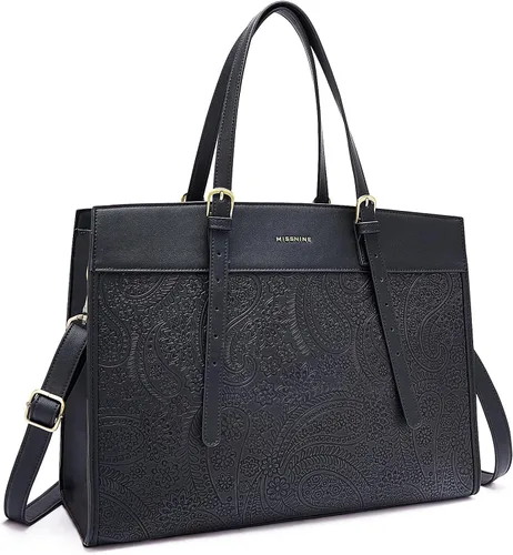 Miniatura 11 de Missnine Bolsa Tote para Laptop para Mujeres 15.6 Pulgadas, Bolsas de Trabajo de Cuero, Cartera de Computadora para Maestras, Maletín, Bolso de Mano
