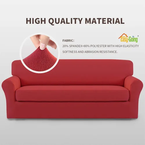 Miniatura 4 de Easy-Going - Funda elástica de microfibra de 2 piezas para sofá, funda suave de elastano, protector lavable para muebles con parte inferior elástica