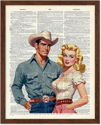 Miniatura 42 de Poster Master Póster de diccionario – Estampado retro de vaquero y caballo – Obra de arte del salvaje oeste – Diseño occidental – Arte moderno
