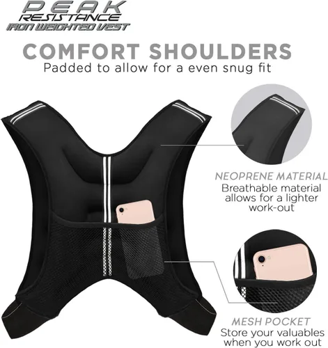 Miniatura 6 de Aduro Sport Chaleco con Peso Equipo de Entrenamiento, 4lbs/6lbs/12lbs/20lbs/25lbs/30lbs Chaleco de Peso Corporal para Hombres, Mujeres, Niños
