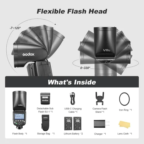 Miniatura 9 de Godox V1 Pro C U Flash para Canon, viene con 2 flash VB30 Battry Godox V1Pro-C V1 PRO-C TTL de cabeza redonda para cámara flash V1PRO C