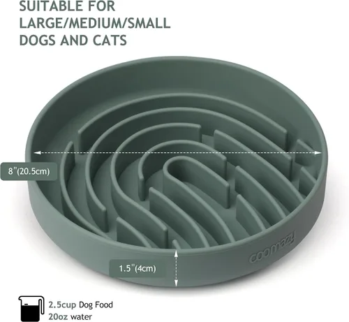 Miniatura 4 de Coomazy Cuencos grandes de silicona de alimentación lenta para perros, juguete interactivo de rompecabezas para el entrenamiento de alimentos