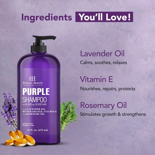 Miniatura 2 de Botanic Hearth Champú morado de 16 onzas líquidas Para todos los tonos de cabello rubio, plateado y gris Con aceite de lavanda, vitamina E