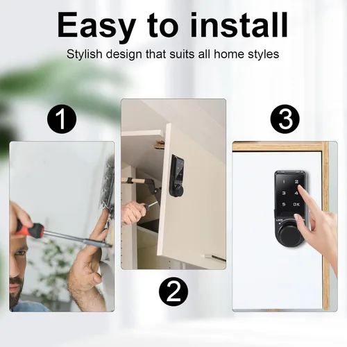 Miniatura 5 de Cerradura de seguridad con código táctil, VDHU cerradura de gabinete electrónico de perno, cerradura de puerta con teclado digital, entrada sin