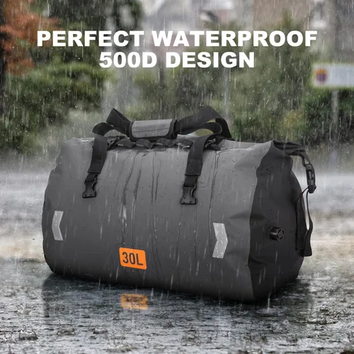 Miniatura 2 de OCKLILY Bolsa seca impermeable, bolsa trasera de motocicleta enrollable de 30 L con válvula de aire y correas de fijación rápida, bolsas de viaje