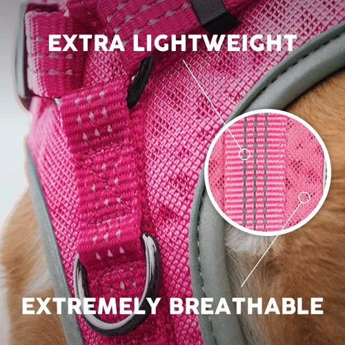 Miniatura 7 de Embark Sports - Arnés para perro mediano sin tirones, con diseño ligero, transpirable, chaleco rosa con asa para control, fácil de poner y quitar