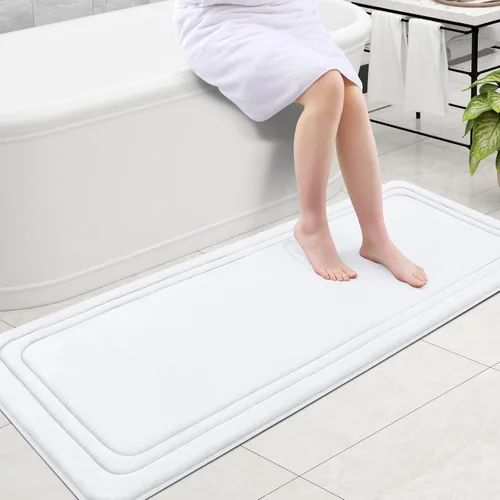 Miniatura 20 de Grandaily Alfombra de baño de espuma viscoelástica de 24 x 16 pulgadas, ultrasuave, antideslizante y absorbente, lavable a máquina, cómoda alfombra