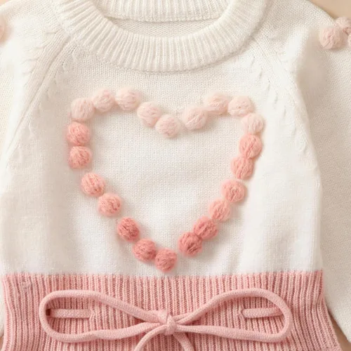 Miniatura 5 de Ursobutegl Mameluco de punto para bebé niña, suéter de manga larga, bordado floral, mameluco cálido, ropa de otoño e invierno