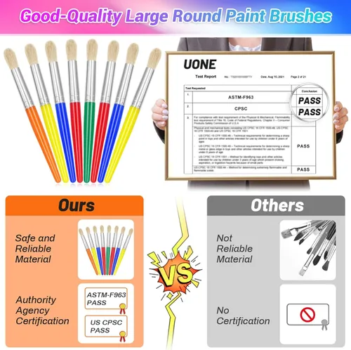 Miniatura 2 de 30 pinceles de pintura, pinceles redondos de anezus para niños, para el aula, juego de pinceles de pintura para retoque preescolar guardería