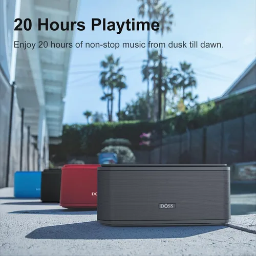 Miniatura 7 de DOSS SoundBox Touch - Altavoz inalámbrico Bluetooth con sonido HD de 12W y graves profundos, resistente al agua IPX5, 20 horas de reproducción, Gris