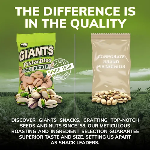 Miniatura 7 de GIANTS - Pistachos de pepinillo con eneldo, bocadillos saludables, paquetes individuales de pistachos In Shell, aperitivo alto en proteínas