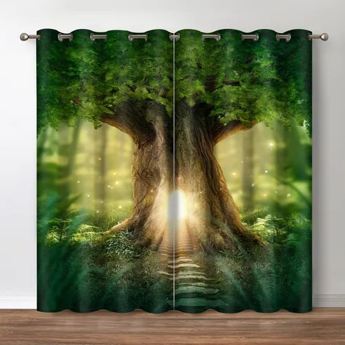 Miniatura 33 de Jekeno Cortinas opacas para oscurecer la habitación, con ojales, para ventana, atardecer, océano hawaiano, playa, tropical, palmera, decoración