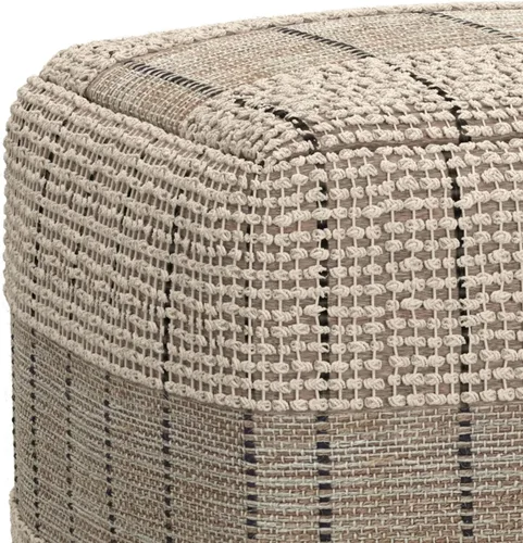 Miniatura 11 de SIMPLIHOME Elmer Puf cuadrado – 18 pulgadas de ancho tejido a mano yute y algodón otomano en color natural y gris, reposapiés contemporáneo