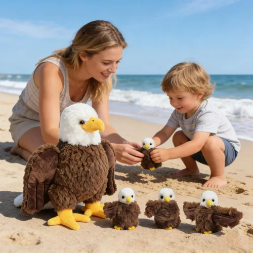 Miniatura 6 de 4 Piezas de Animales de Peluche de Águila Calva a Granel Grande Mamá Águila de Peluche con 3 Lindos Bebés Juguetes de Peluche de Águila Peluches