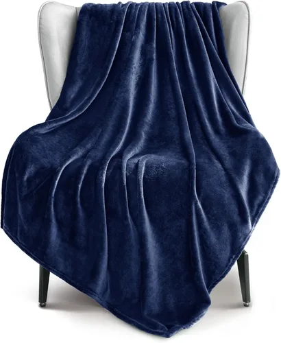 Miniatura 38 de Exclusivo Mezcla Manta de vellón para sofá, cama, súper suave y cálida, para uso en todas las estaciones, acogedora, afelpada, ligera, azul hielo