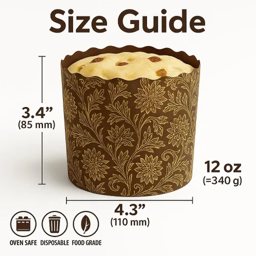 Miniatura 2 de Moldes para hornear Kulich y Panettone de 12 onzas, paquete de 12 unidades, formas de papel antiadherentes para pan de Pascua, 4.3 pulgadas de ancho