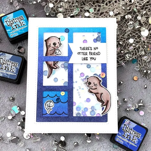 Miniatura 5 de Juego de sellos y troqueles de nutria para hacer tarjetas, sellos transparentes y troqueles de corte de metal para álbumes de recortes, suministros