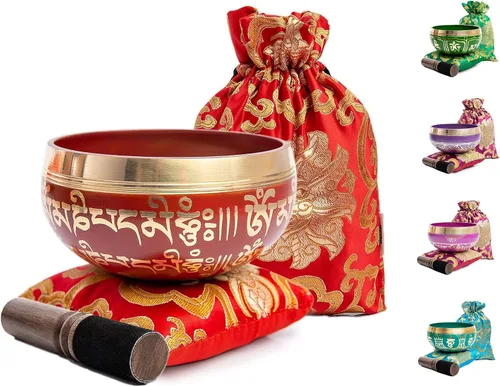 Miniatura 8 de Juego de cuencos tibetanos cantadores - Fácil de tocar para principiantes - Auténtico y elaborado a mano para meditación de atención plena, sonido