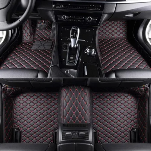 Miniatura 10 de JONGIA Alfombrillas personalizadas para el 98.6 % de los sedanes, deportivos, SUV, rojo y negro, almohadillas de cobertura completa, forro de cuero