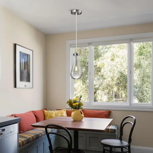 Miniatura 7 de Luces colgantes de gota de lluvia, lámparas colgantes de níquel en forma de lágrima para isla de cocina, lámparas colgantes de cristal sólido