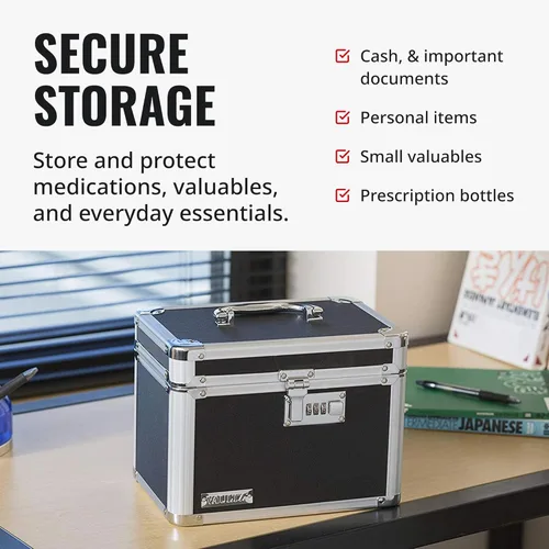 Miniatura 3 de Vaultz Cajas de seguridad seguras – Caja de seguridad segura con combinación, almacenamiento para documentos, objetos de valor, medicamentos