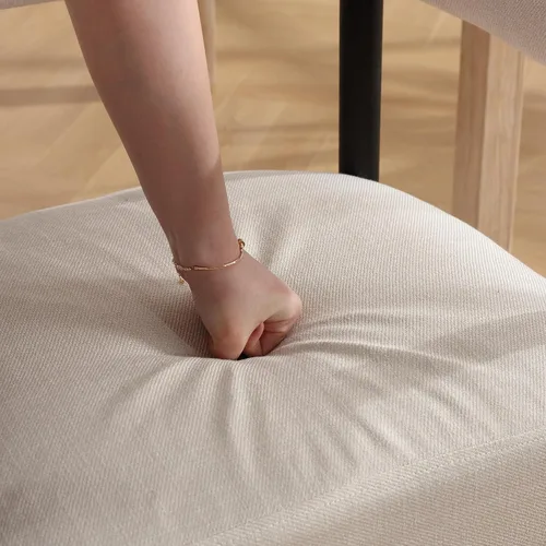 Miniatura 7 de RIVOVA Juego de 4 sillas de comedor de lino beige, sillas de cocina modernas tapizadas con respaldo curvado para comedor, sillas acento con patas