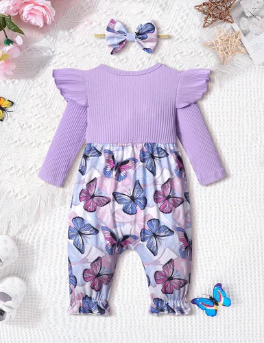 Miniatura 3 de Queenstyle Ropa de bebé niña de manga larga, overol lindo traje de bebé de 0 a 18 meses