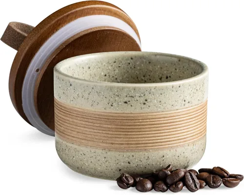 Miamolo Tarro pequeño de cerámica con tapa, recipiente de café, recipiente de café, tarros de almacenamiento de alimentos para bolsa de té de
