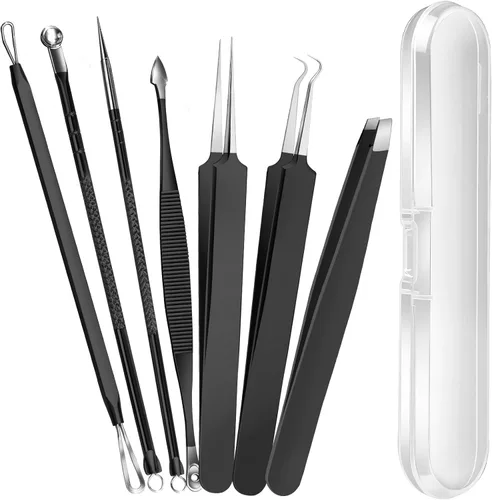 Teenitor - Herramientas para eliminar puntos negros, kit de herramientas para quitar espinillas, pinzas para cabello encarnado, pinzas de precisión,