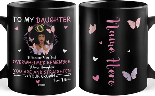 Miniatura 23 de CUBICER Taza de café de cerámica negra personalizada, tazas religiosas, con nombre personalizado, tazas grandes con refranes para mujeres, hombres