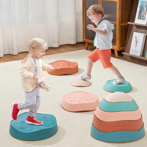 Fanboxk - Piedras de equilibrio para niños, piedras sensoriales antideslizantes para promover habilidades de equilibrio y coordinación en niños