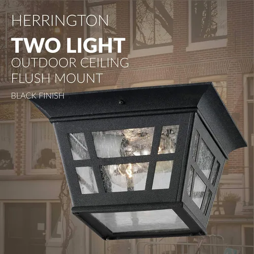 Miniatura 5 de Sea Gull Lighting 78131-12 Herrington Two - Lámpara de montaje empotrado en techo exterior para exteriores, color negro 6.5x10.75x10.75