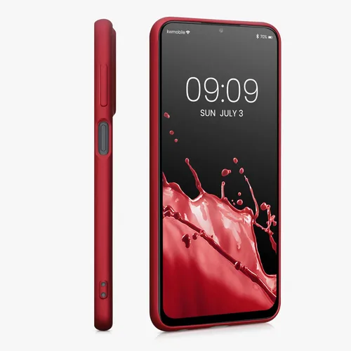 Miniatura 4 de kwmobile Funda compatible con Samsung Galaxy A23 4G / 5G - Funda de silicona TPU metálica suave y delgada - Rojo oscuro metálico
