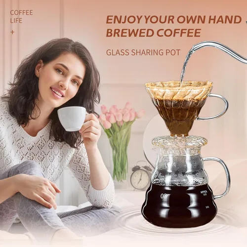 Miniatura 2 de Servidor de Café de Vidrio para Cafetera de Goteo, Jarra de Café de Vidrio Estándar, Cafetera con Tapa, Transparente, 01 360ml (12oz)