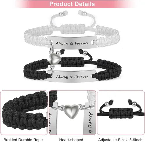 Miniatura 3 de Pulseras de pareja a juego para novio y novia, pulsera de amistad y relación para mejores amigos, pulseras ajustables de estiramiento de joyería
