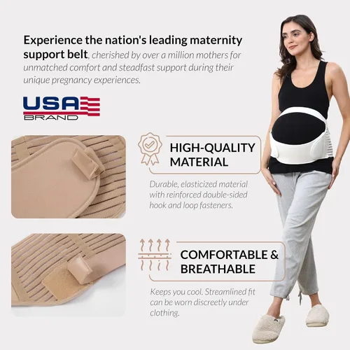 Miniatura 5 de NeoTech Care Cinturón de maternidad para embarazo, soporte para espalda, abdomen, cintura, pelvis (talla L, color marfil)