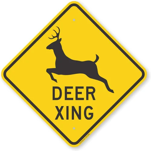 Miniatura 3 de SmartSign cartel de tránsito con frase "Deer Xing" con gráfico incluido en color negro con fondo amarillo., Negro y amarillo, 1