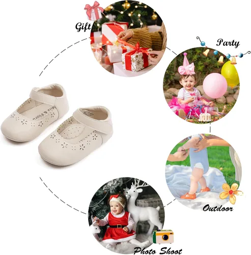 Miniatura 63 de Felix & Flora Zapatos de bebé de suela suave - Zapatos de bebé para caminar, mocasines, suela de goma, zapatos de cuna